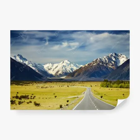 Fotomural carretera hacia los Alpes del Sur, Nueva Zelanda – Pixers®