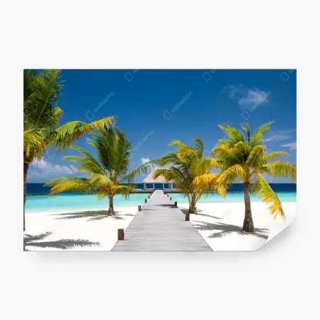 Fotomural muelle tropical en playa de arena blanca – Pixers®