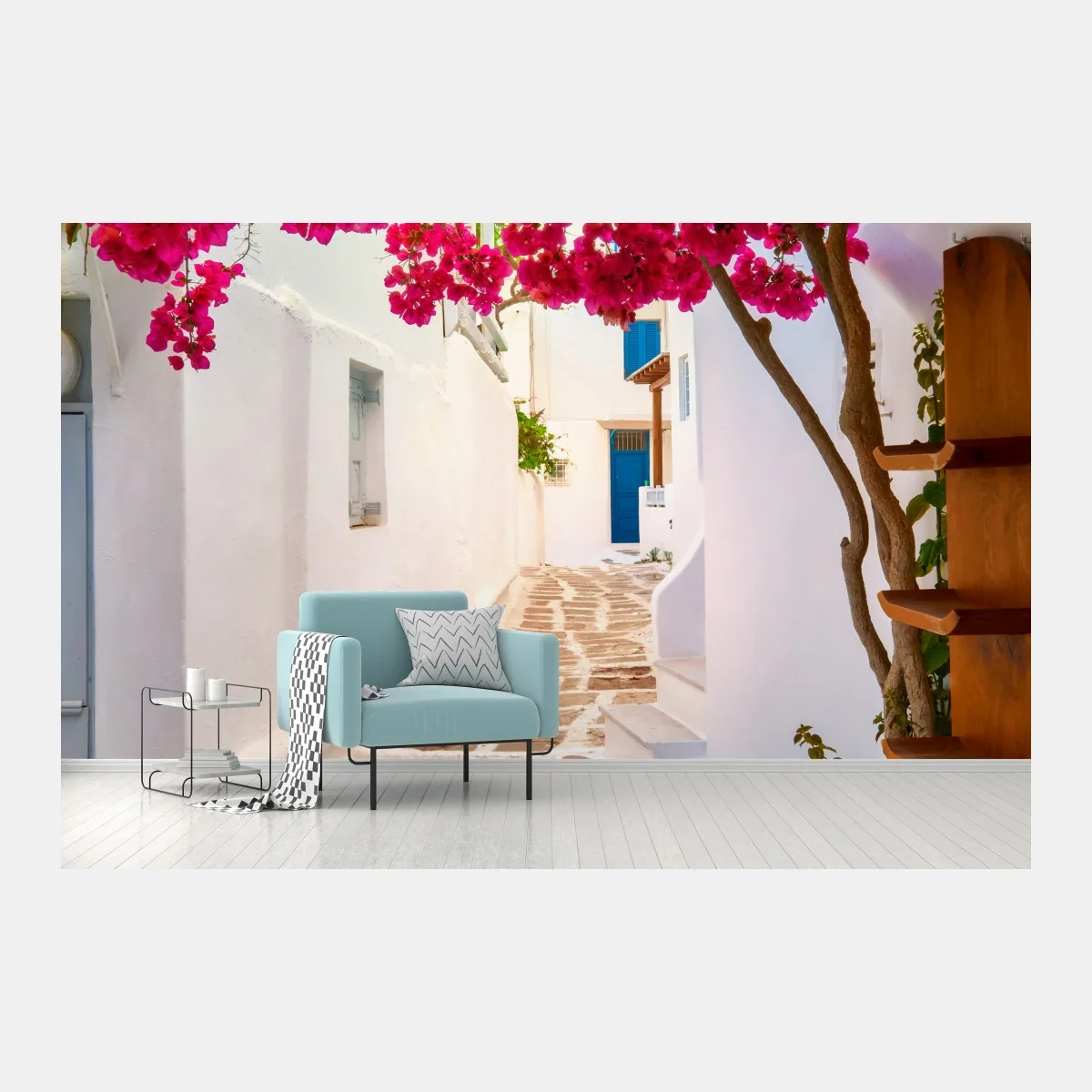 Fotomural calle mediterránea con buganvillas rosas – Pixers® Fotomural calle mediterránea con buganvillas rosas – Pixers®