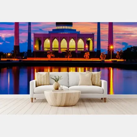 Fotomural mezquita central de Songkhla al atardecer – Pixers®