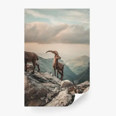 Fotomural cabra montés en la cumbre alpina – Pixers®