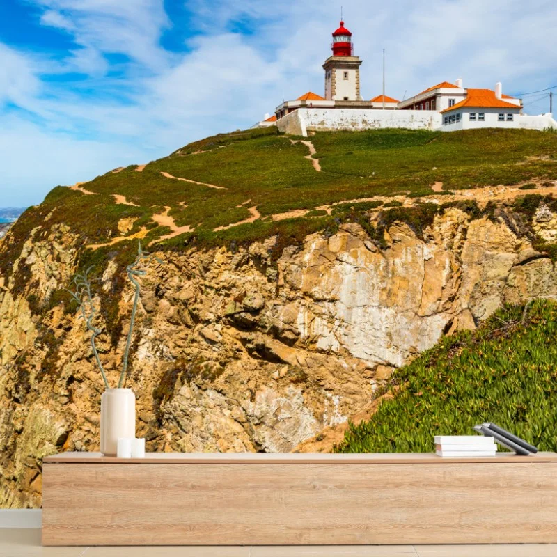 Fotomural faro en Cabo da Roca sobre los acantilados