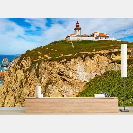 Fotomural faro en Cabo da Roca sobre los acantilados – Pixers®
