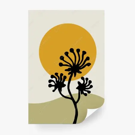 Fotomural sol y silueta botánica minimalista – Pixers®