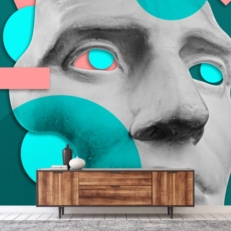 Fotomural rostro clásico en estilo pop geométrico