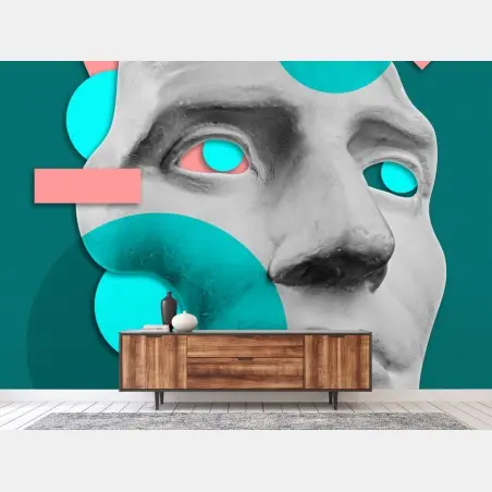 Fotomural rostro clásico en estilo pop geométrico – Pixers®