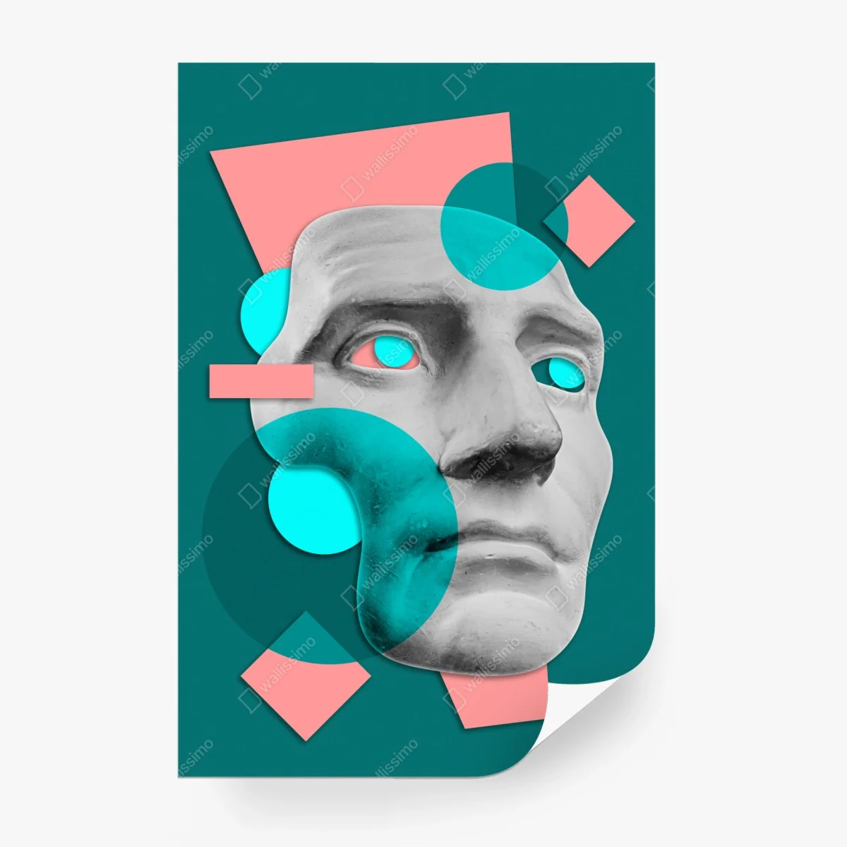 Fotomural rostro clásico en estilo pop geométrico – Pixers®