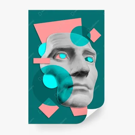 Fotomural rostro clásico en estilo pop geométrico – Pixers®