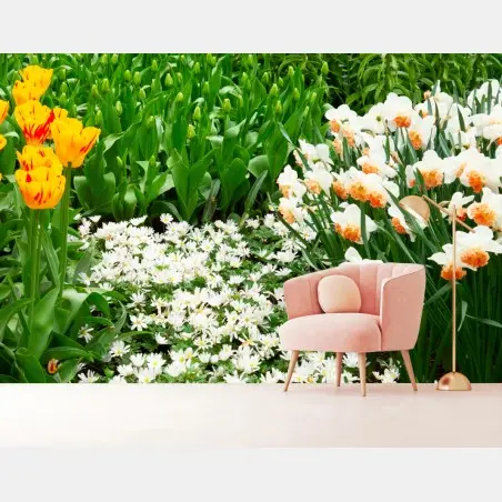 Fotomural explosión de color primaveral en el jardín – Pixers®
