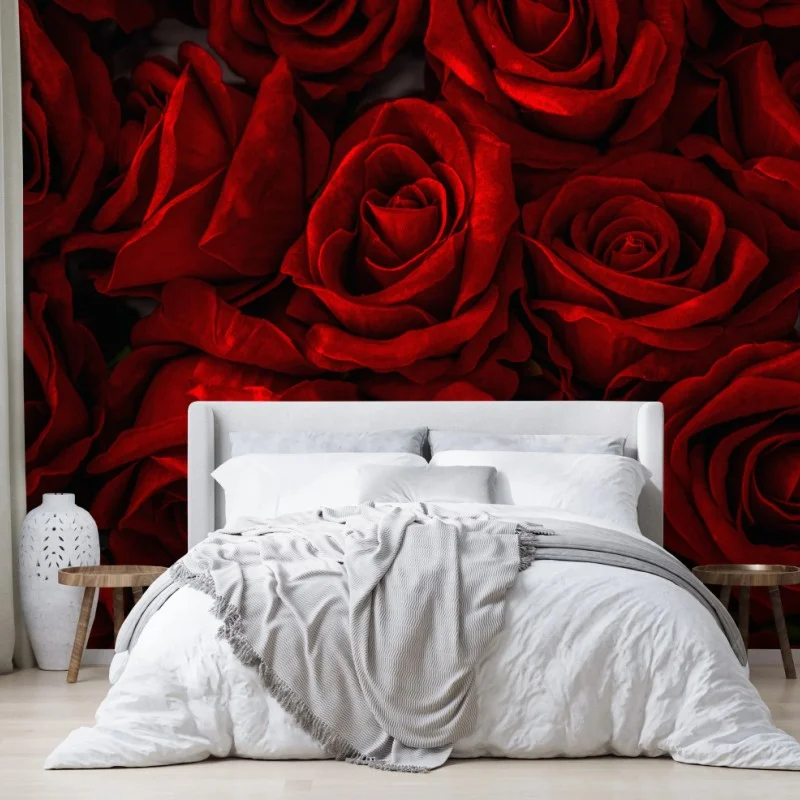 Fotomural mosaico de rosas rojas intensas