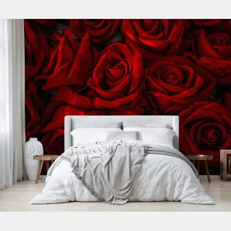 Fotomural mosaico de rosas rojas intensas – Pixers®