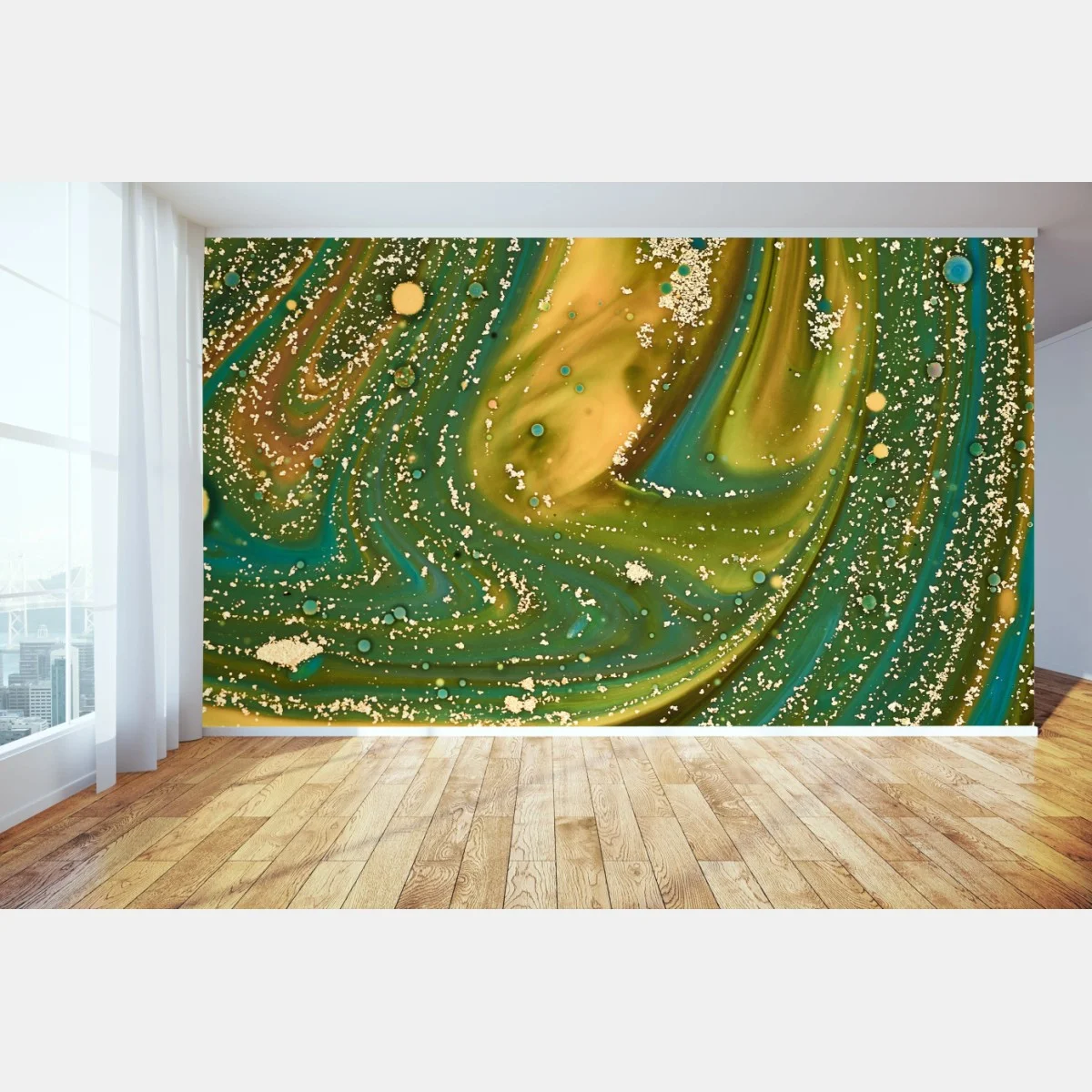 Fotomural paisaje fluido verde y dorado con textura iridiscente – Pixers® Fotomural paisaje fluido verde y dorado con textura iridiscente – Pixers®