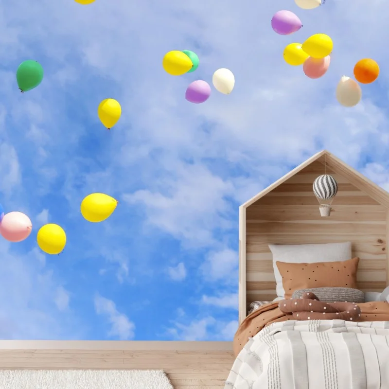 Fotomural lluvia de globos sobre cielo azul