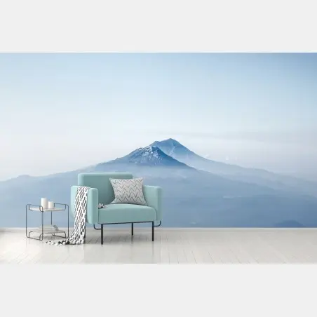 Fotomural cumbre serena paisaje montañoso en tonos azules – Pixers®
