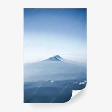 Fotomural cumbre serena paisaje montañoso en tonos azules – Pixers®