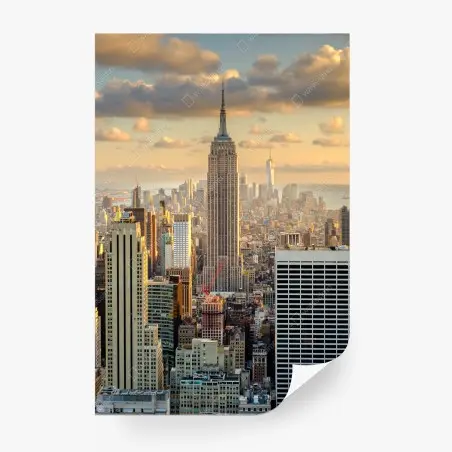 Fotomural puesta de sol sobre Manhattan, vista aérea de Nueva York – Pixers®