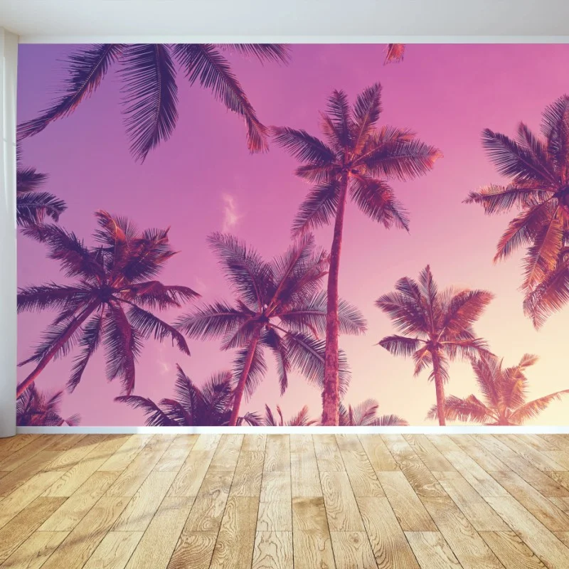 Fotomural paraíso de palmeras al atardecer