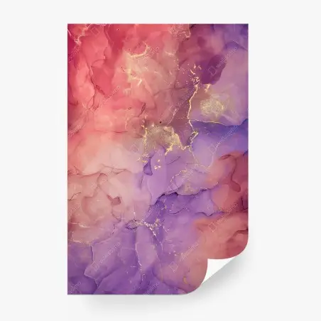 Fotomural ensueño abstracto en rosa y morado con vetas doradas – Pixers®
