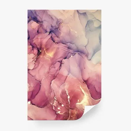 Fotomural mármol fluido en tinta alcohol rosa y dorado – Pixers®