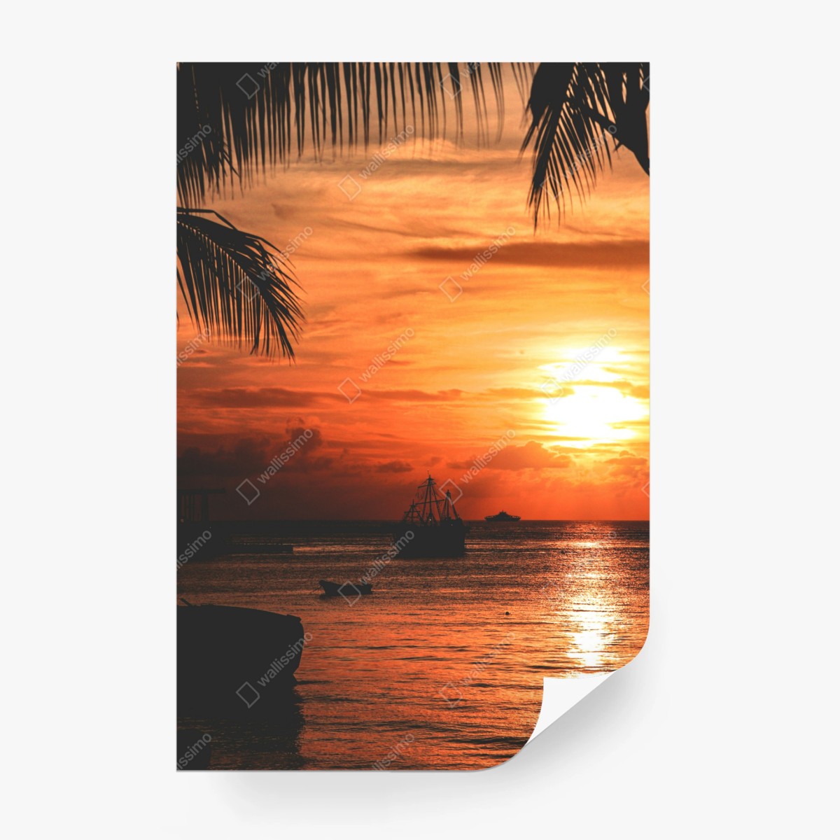 Fotomural puesta de sol tropical sobre el mar – Pixers®