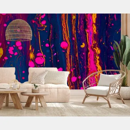 Fotomural marmolado psicodélico en rosa y azul eléctrico – Pixers®