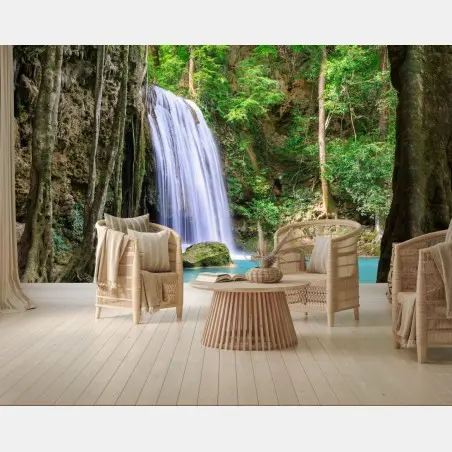 Fotomural oasis de cascada en Erawan, Kanchanaburi – Pixers®