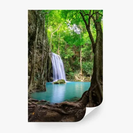 Fotomural oasis de cascada en Erawan, Kanchanaburi – Pixers®