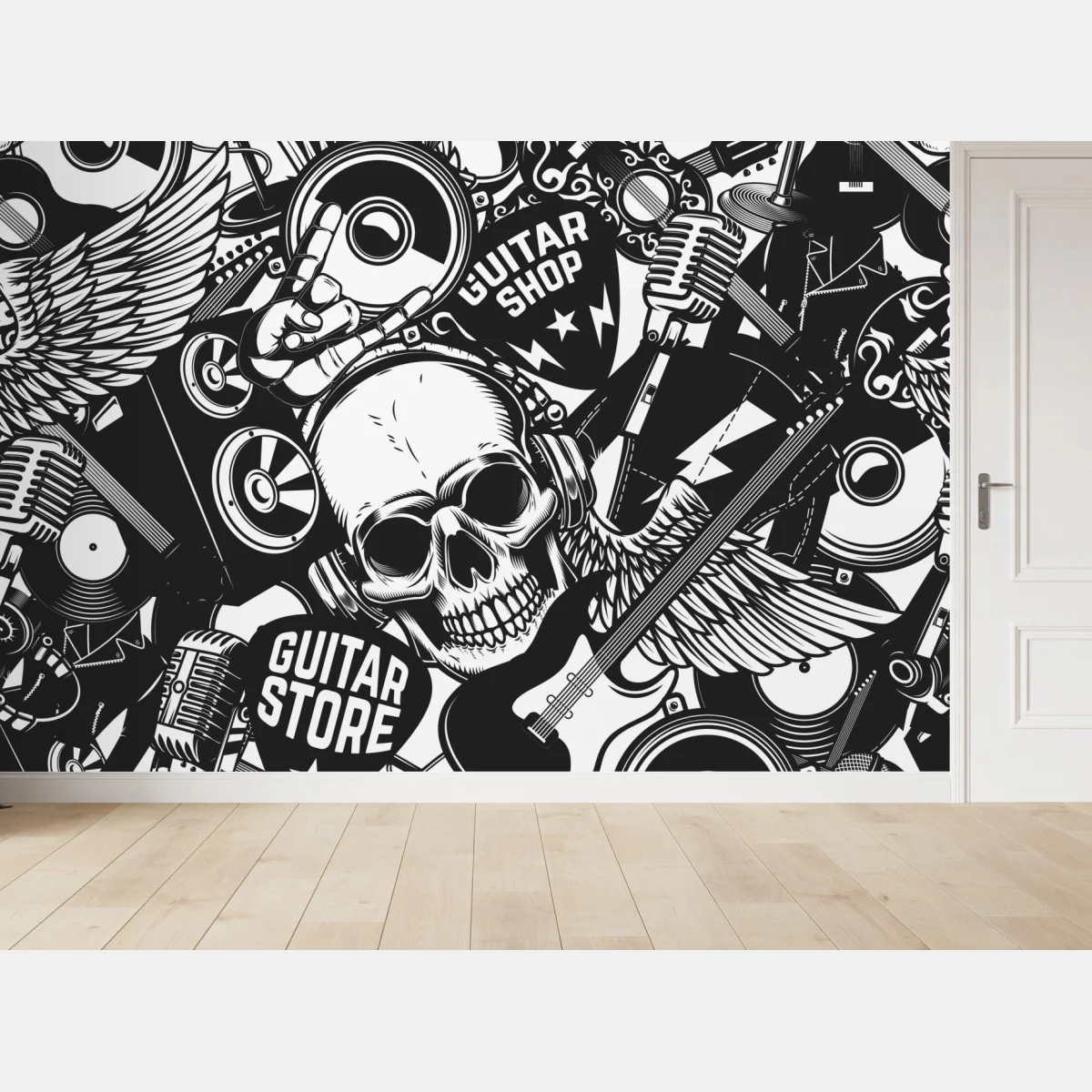 Fotomural calavera rock y guitarras en diseño monocromo – Pixers® Fotomural calavera rock y guitarras en diseño monocromo – Pixers®
