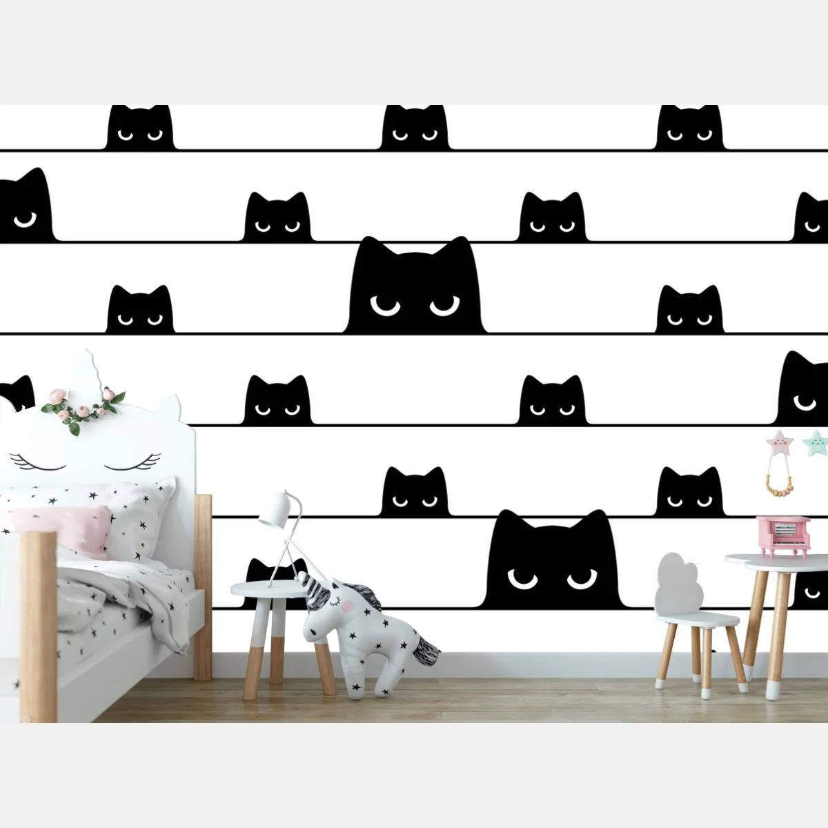 Fotomural patrón de gatos asomados en blanco y negro – Pixers® Fotomural patrón de gatos asomados en blanco y negro – Pixers®