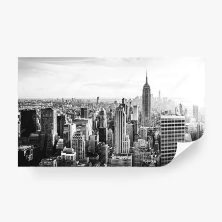 Fotomural horizonte clásico de Nueva York en blanco y negro – Pixers®