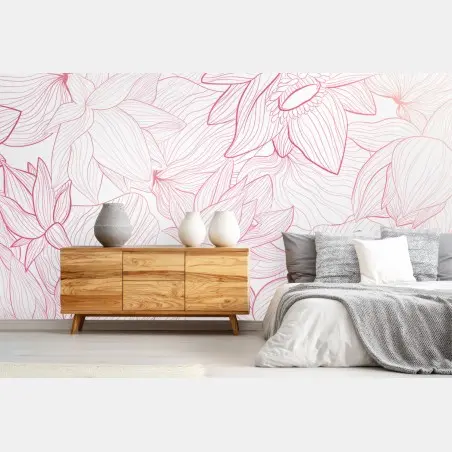 Fotomural patrón floral delicado en tonos rosa – Pixers®
