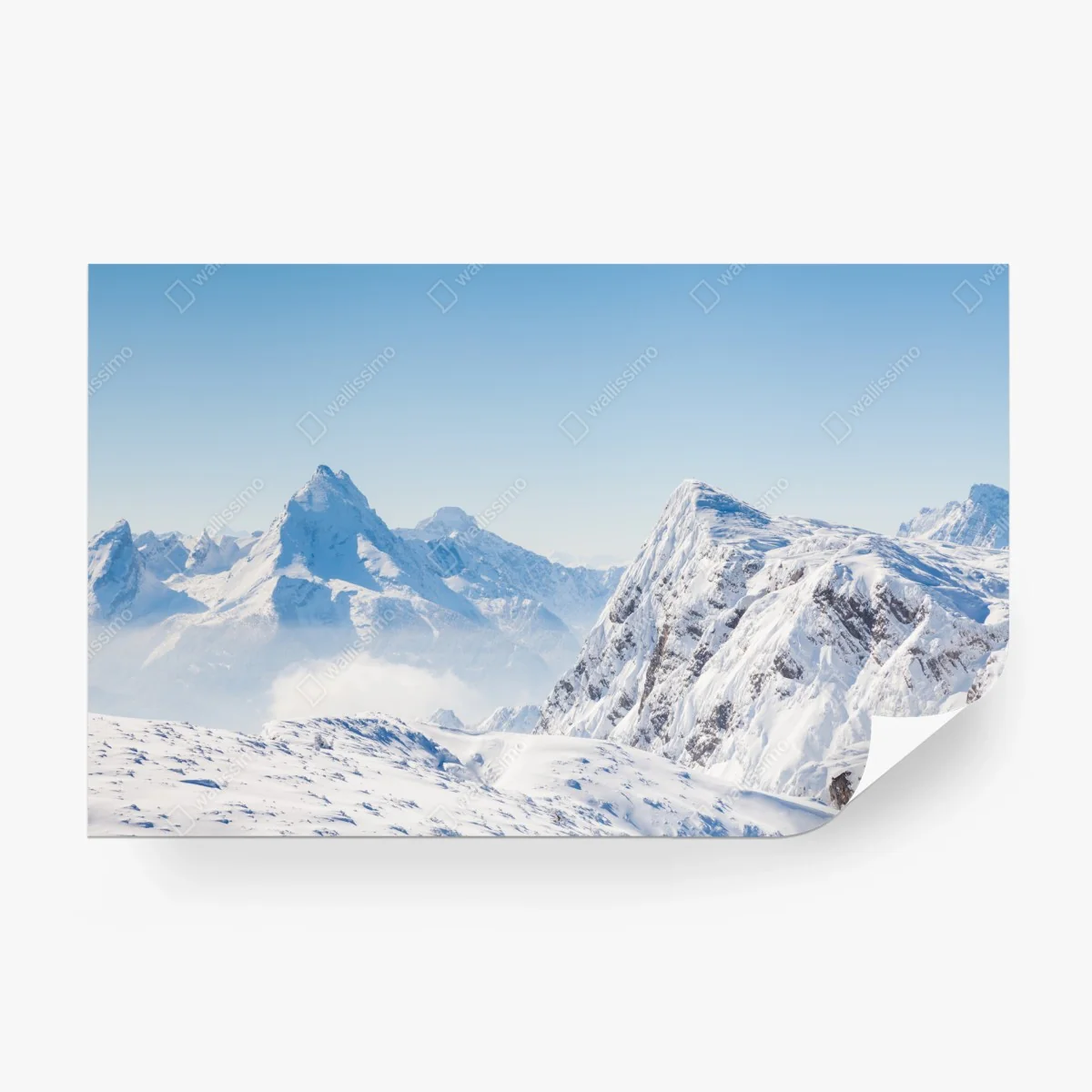Fotomural paisaje invernal de montañas nevadas – Pixers®