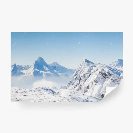 Fotomural paisaje invernal de montañas nevadas – Pixers®