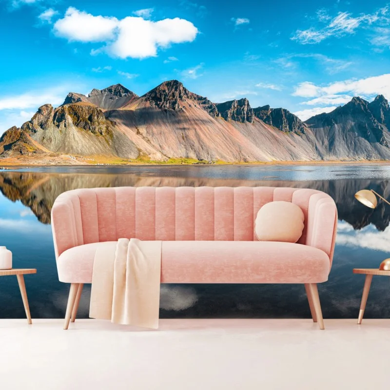Fotomural reflejos de Vestrahorn en Stokksnes