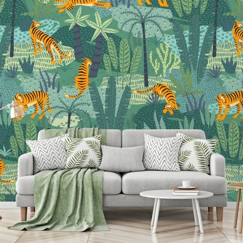 Fotomural tigres en la selva tropical