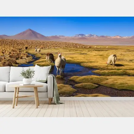 Fotomural llamas en el altiplano de los Andes – Pixers®