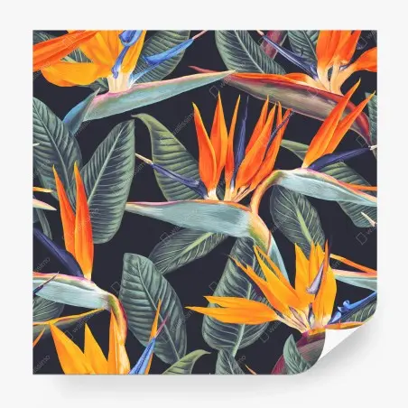 Fotomural diseño tropical de ave del paraíso en tonos vibrantes – Pixers®
