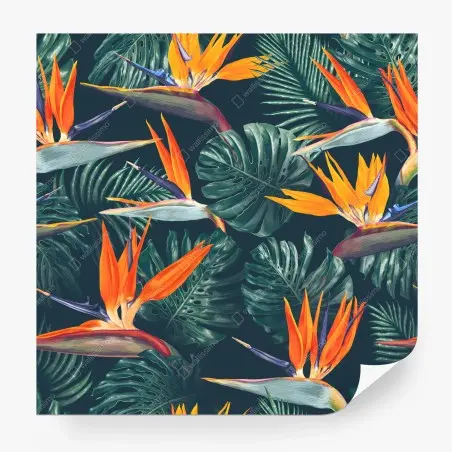 Fotomural arte botánico tropical con aves del paraíso – Pixers®