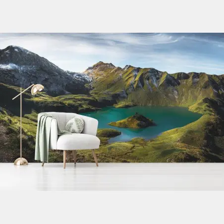 Fotomural lago Schrecksee en Baviera: paisaje alpino turquesa – Pixers®