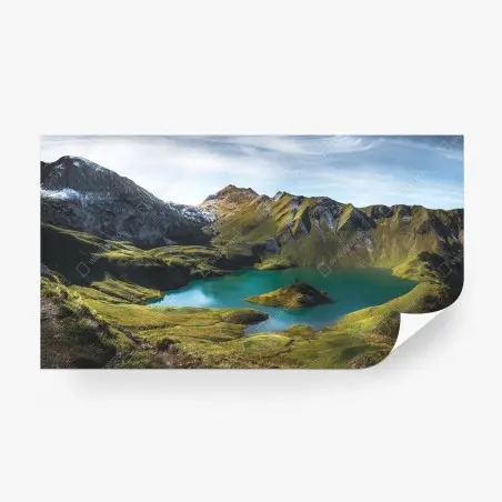 Fotomural lago Schrecksee en Baviera: paisaje alpino turquesa – Pixers®