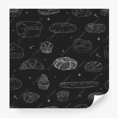 Fotomural patrón de panadería en blanco y negro – Pixers®