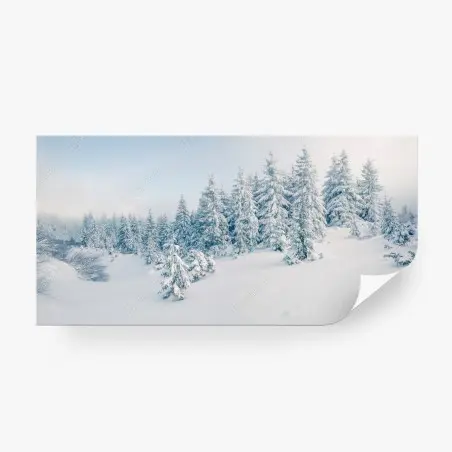 Fotomural panorama invernal de bosque nevado – Pixers®