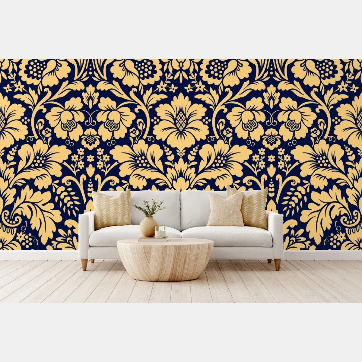 Fotomural damasco floral elegante en azul marino y dorado – Pixers® Fotomural damasco floral elegante en azul marino y dorado – Pixers®
