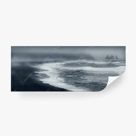 Fotomural amanecer tormentoso en la playa volcánica de Islandia – Pixers®