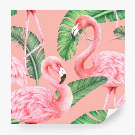 Fotomural patrón tropical de flamencos en tonos rosa – Pixers®