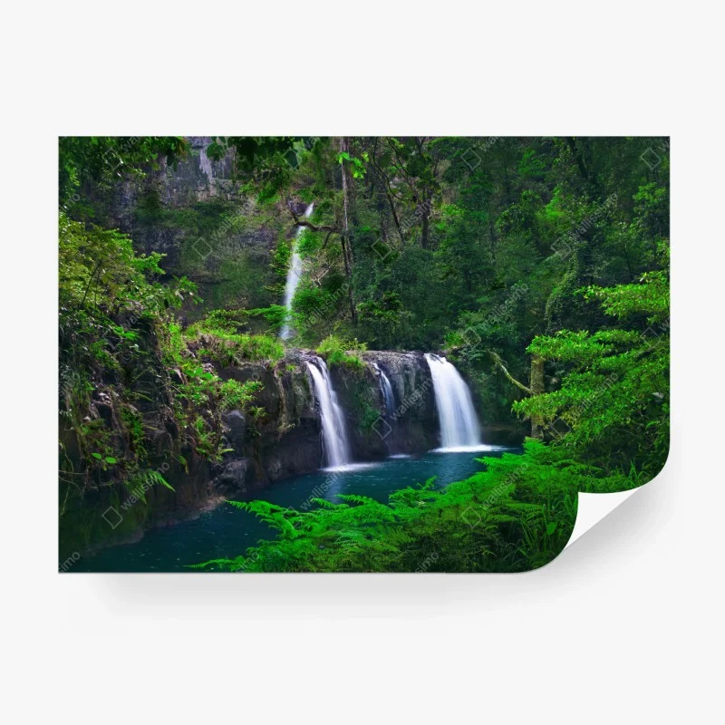 Fotomural cascada esmeralda en bosque tropical