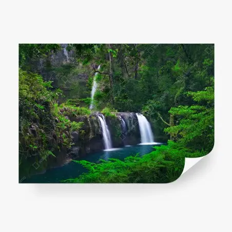 Fotomural cascada esmeralda en bosque tropical – Pixers®