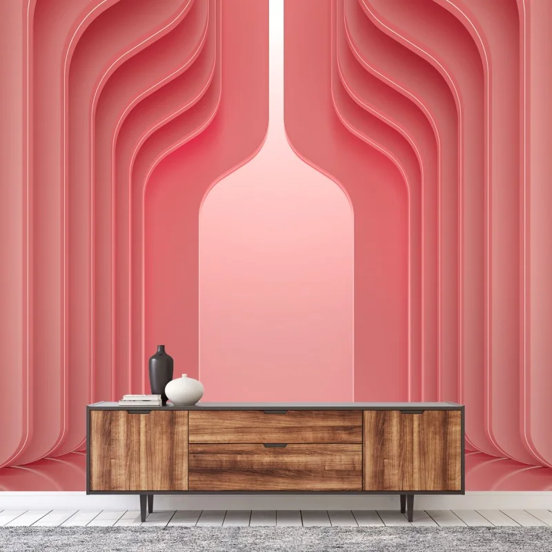 Fotomural espacio coral minimalista y futurista con arcos