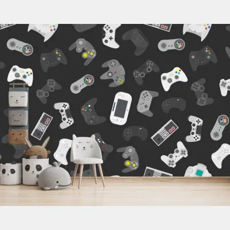 Fotomural patrón de mandos de videojuegos – Pixers®