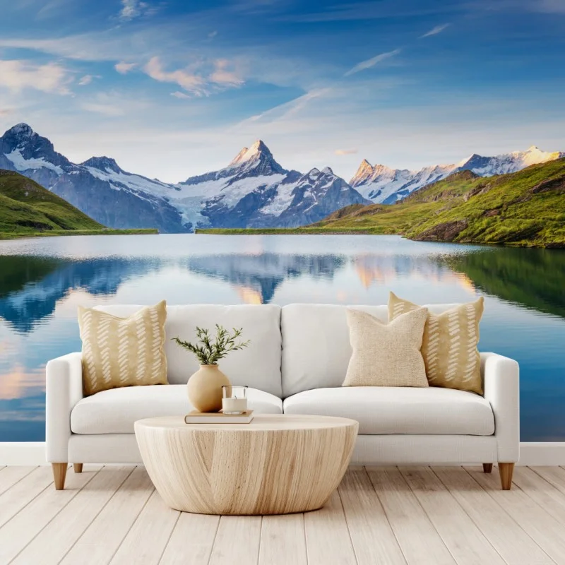 Fotomural amanecer sereno en Bachalpsee, Alpes Suizos